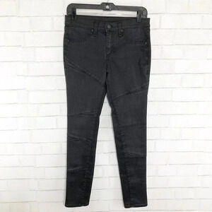 Rag & Bone Black Skinny Moto Jeans Leather Accents Women's Waist Size 29
